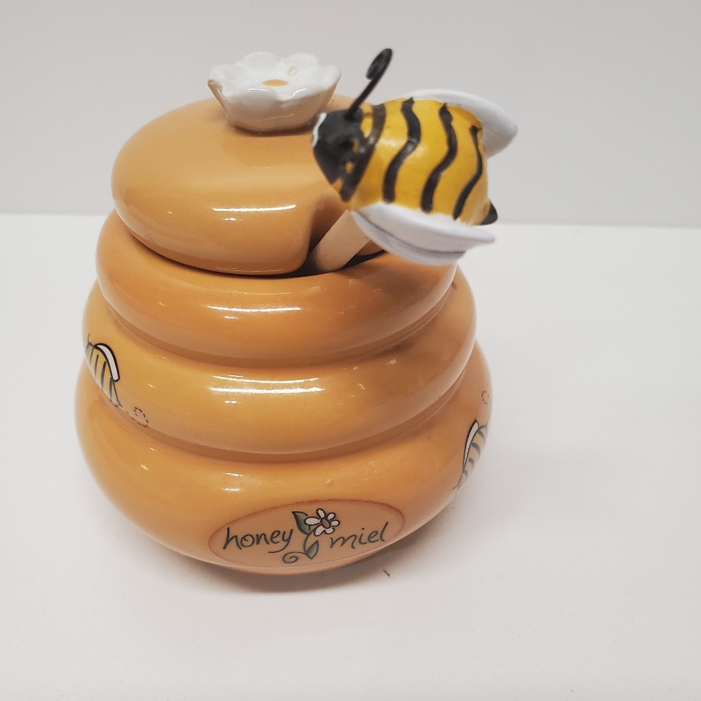 Ceramic Honey Jar with Bee Design